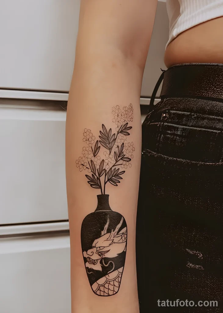 Пример татуировки с цветами Мимозы 2025 №27 - tatufoto.com