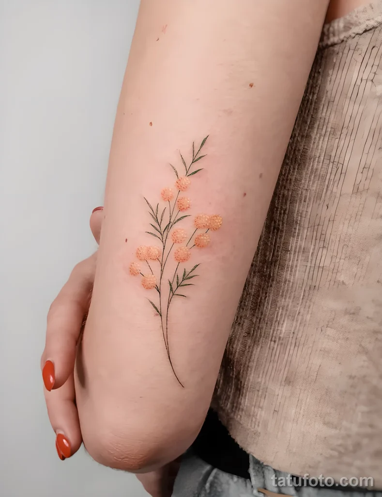 Пример татуировки с цветами Мимозы 2025 №46 - tatufoto.com