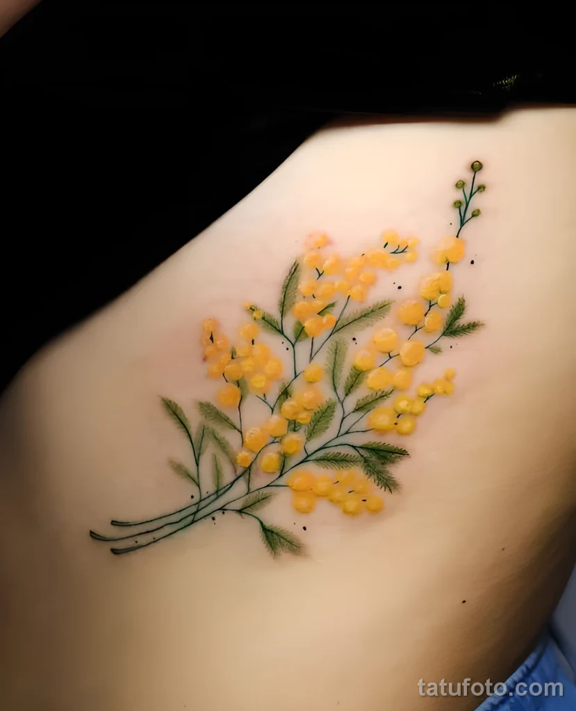 Пример татуировки с цветами Мимозы 2025 №52 - tatufoto.com