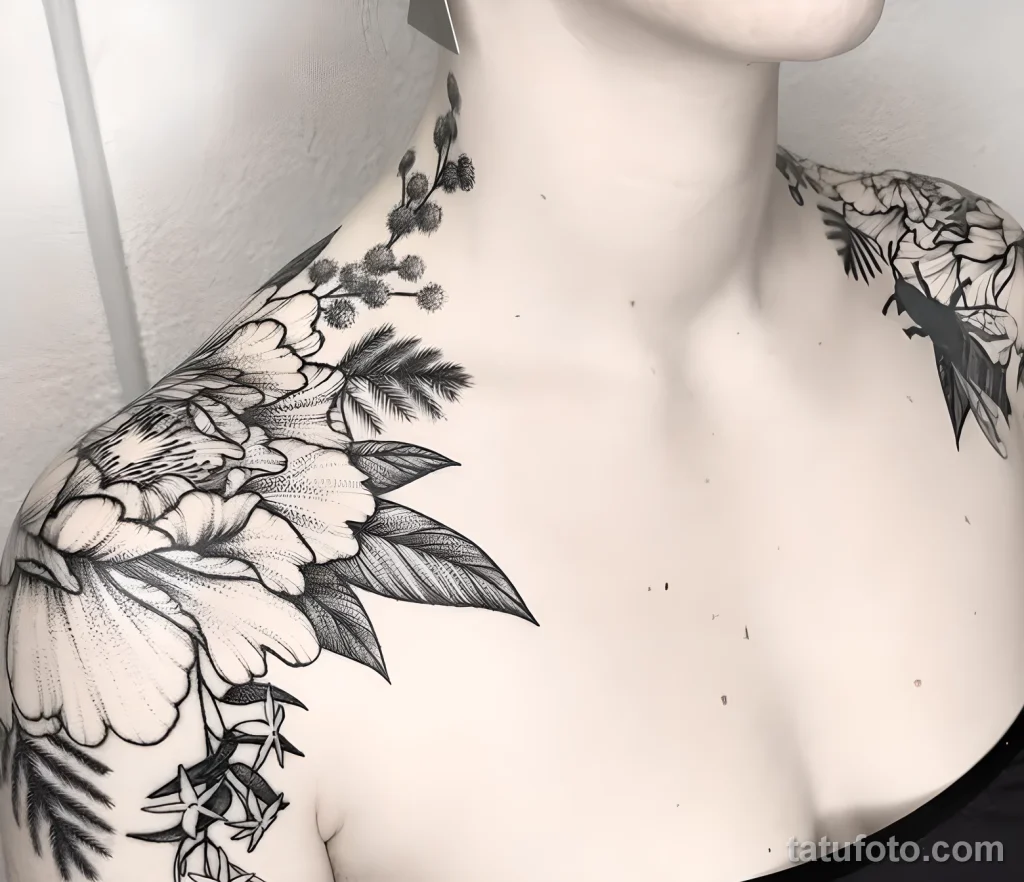 Пример татуировки с цветами Мимозы 2025 №60 - tatufoto.com