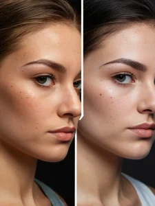 Фотография девушки в профиль, представленная в двух вариантах. Идеально для вдохновения при создании парных татуировок или эскизов.