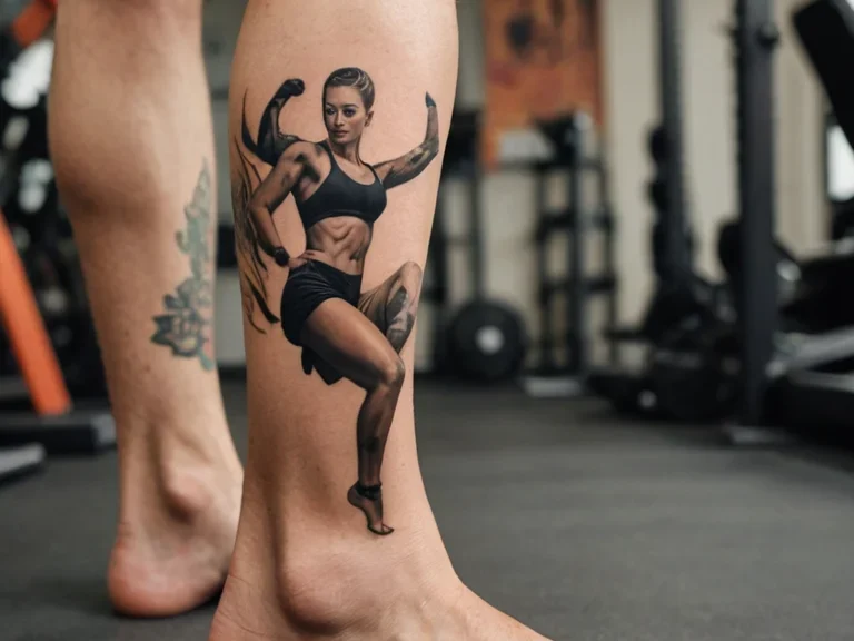 Фотореалистичное изображение людей с разным образом жизни (спортсмен, офисный работник) и их татуировками на лодыжке или запястье, показывающее, как стиль жизни влияет на выбор места для тату.