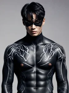 Татуировка, вдохновленная музыкальными группами Venom или VIXX, отражающая сценический имидж и символику, на плече у фаната.