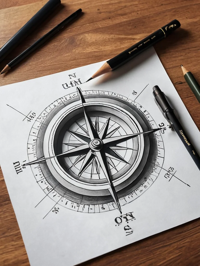 znachenie-tatu-dlya-arhitektora-chertezh-siluet-izvestnogo-zdaniya_instrumenty-arhitektora-kak-art-obekty-cirkul-ugolnik-karand