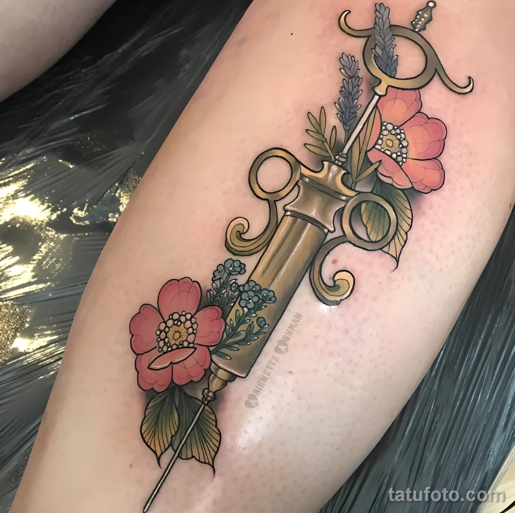 Значение тату шприц - пример рисунка тату №14 - tatufoto.com