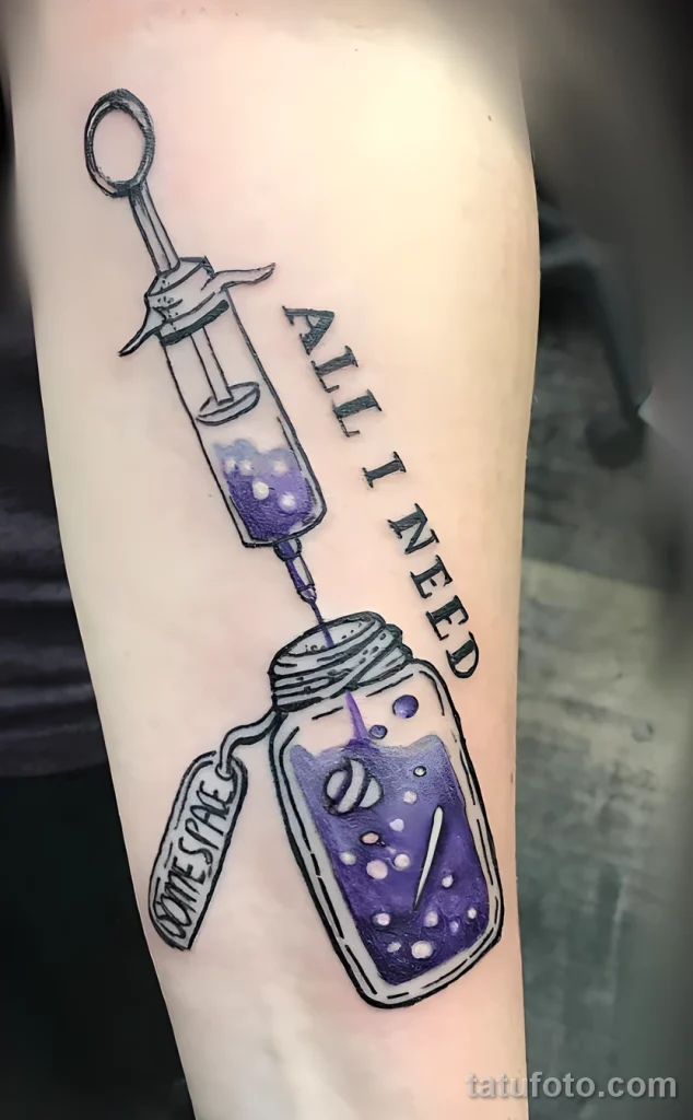 Значение тату шприц - пример рисунка тату №45 - tatufoto.com