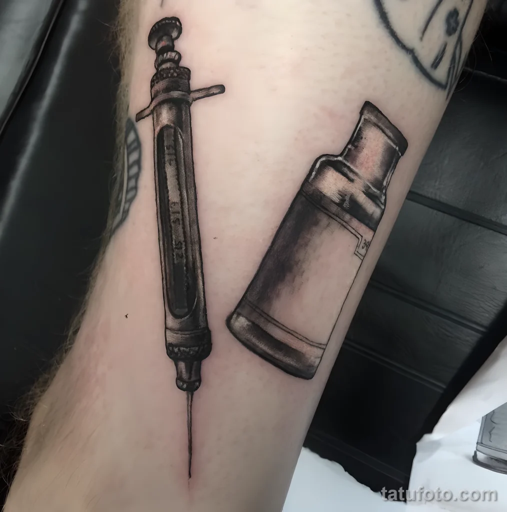 Значение тату шприц - пример рисунка тату №46 - tatufoto.com