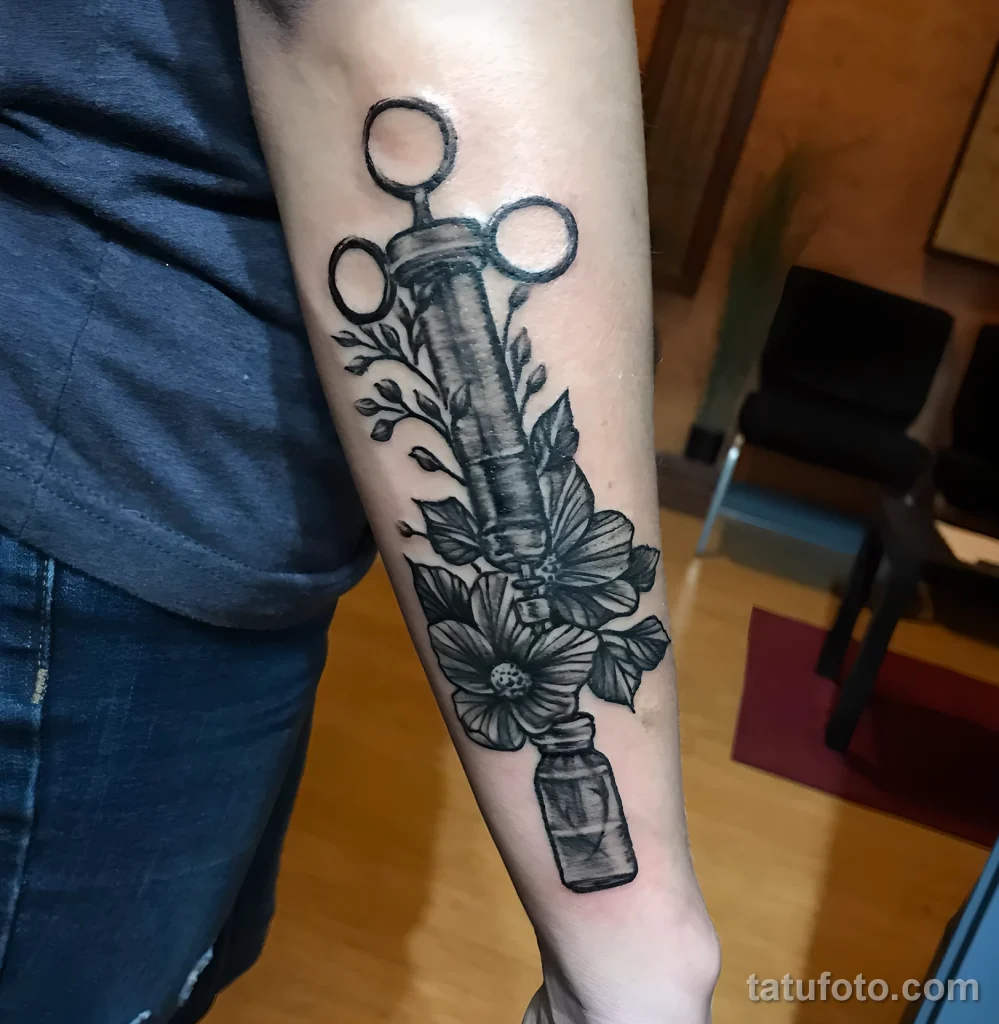 Значение тату шприц - пример рисунка тату №51 - tatufoto.com
