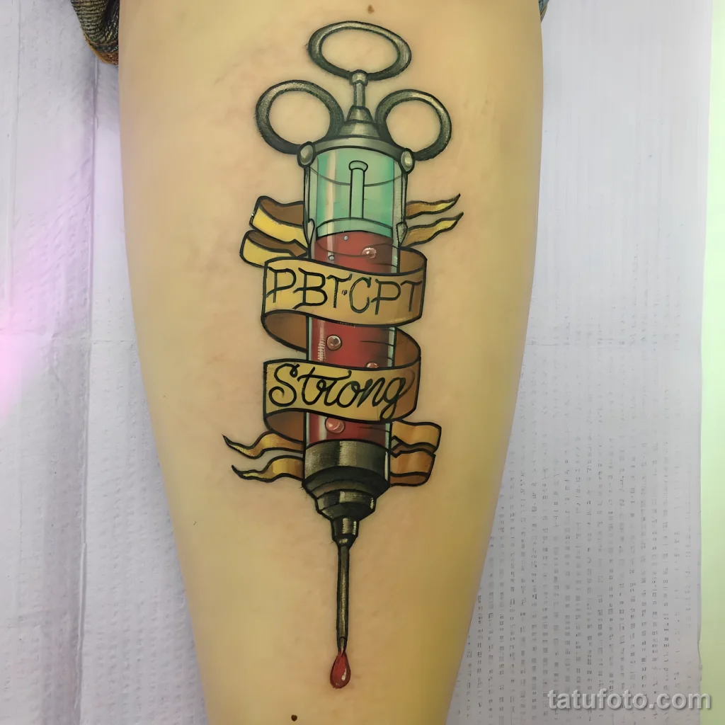 Значение тату шприц - пример рисунка тату №61 - tatufoto.com