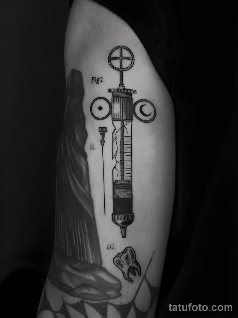 Значение тату шприц - пример рисунка тату №66 - tatufoto.com