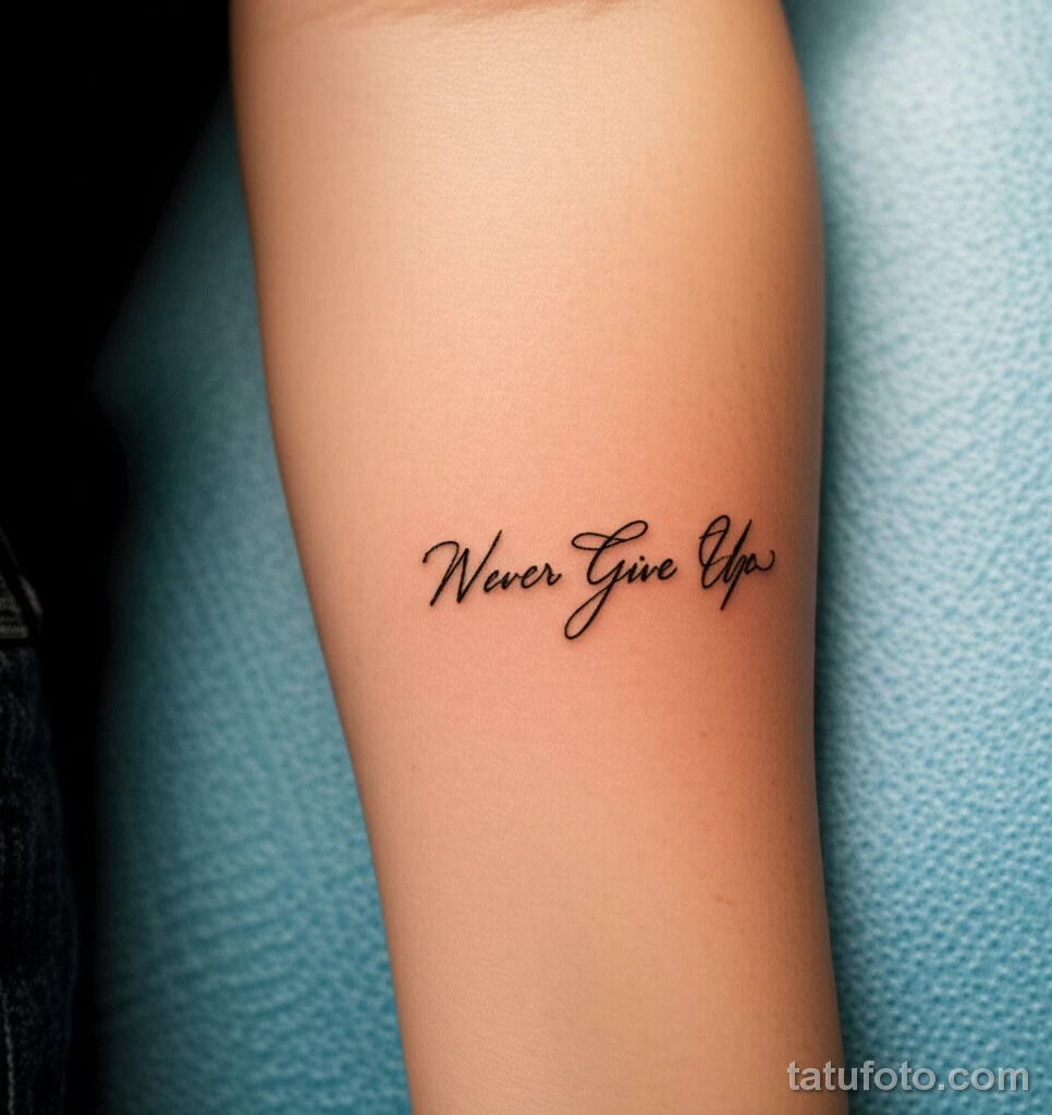 Пример рисунка Значение тату -Never Give Up-- символ №02 - tatufoto.com