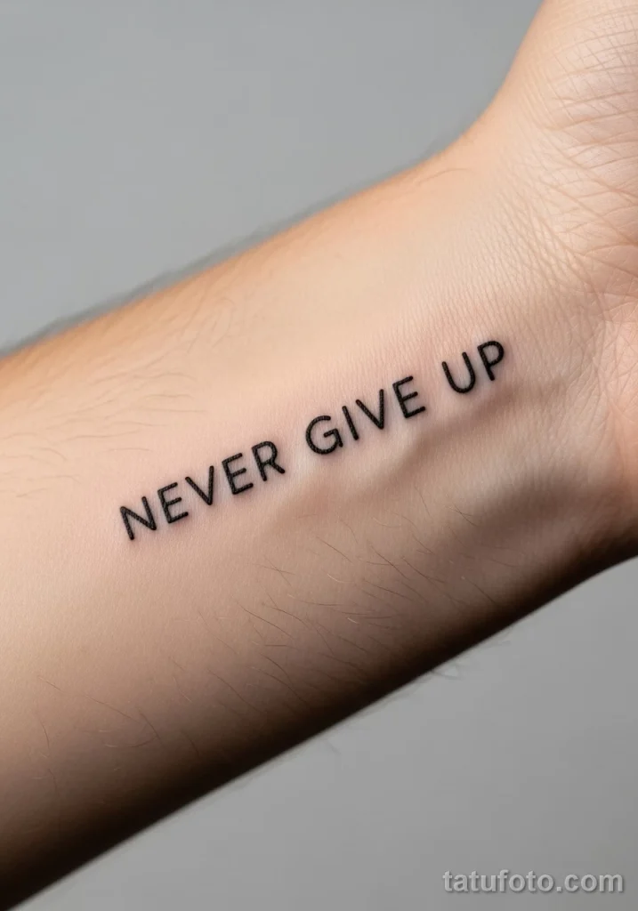 Пример рисунка Значение тату -Never Give Up-- символ №03 - tatufoto.com