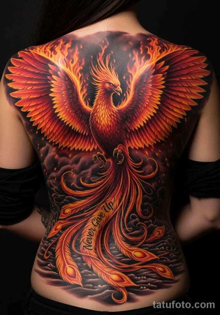 Пример рисунка Значение тату -Never Give Up-- символ №04 - tatufoto.com