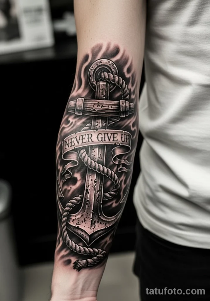 Пример рисунка Значение тату -Never Give Up-- символ №05 - tatufoto.com