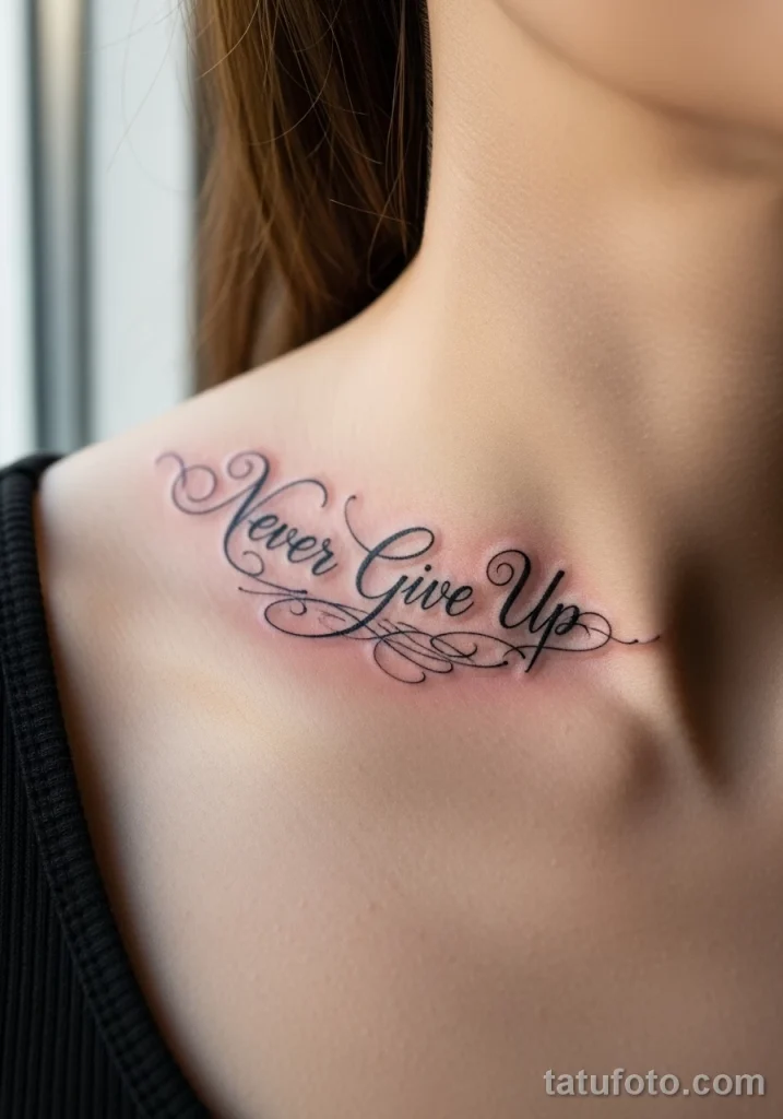 Пример рисунка Значение тату -Never Give Up-- символ №07 - tatufoto.com