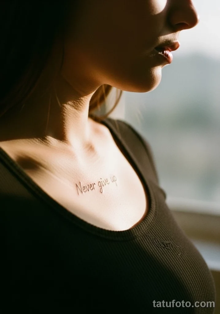 Пример рисунка Значение тату -Never Give Up-- символ №10 - tatufoto.com