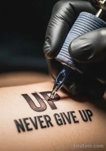 Пример рисунка Значение тату -Never Give Up-- символ №12 - tatufoto.com