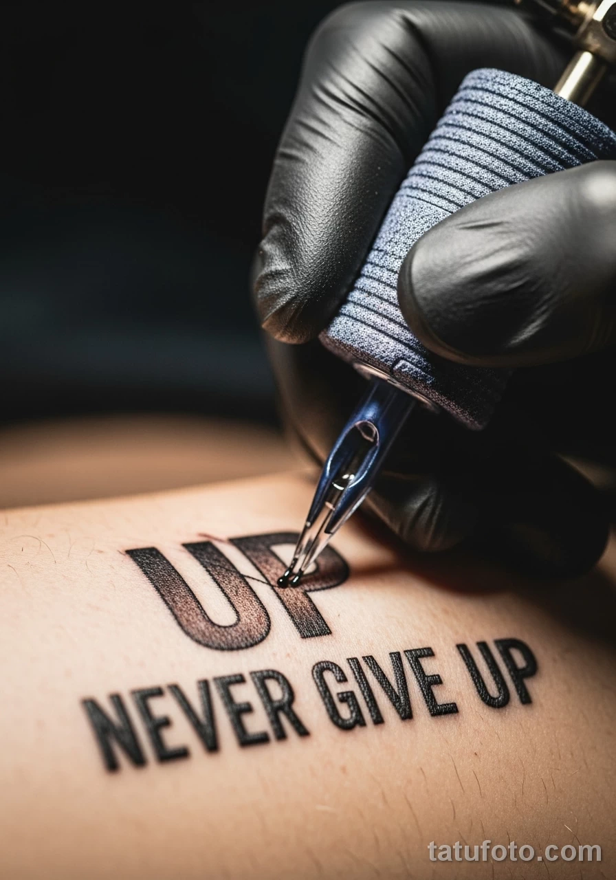 Пример рисунка Значение тату -Never Give Up-- символ №12 - tatufoto.com