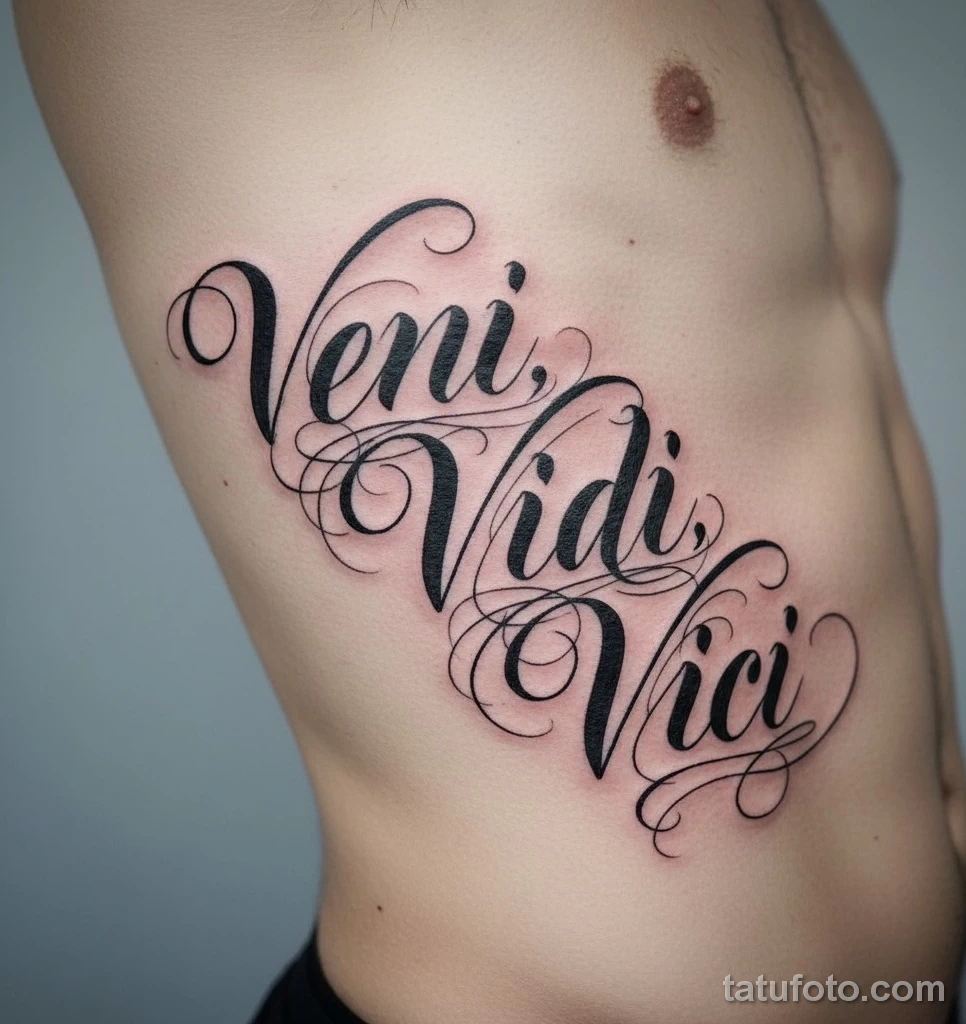 Пример рисунка тату -Veni, Vidi, Vici-- девиз победителя №02 - tatufoto.com