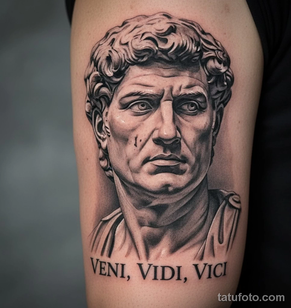 Пример рисунка тату -Veni, Vidi, Vici-- девиз победителя №03 - tatufoto.com