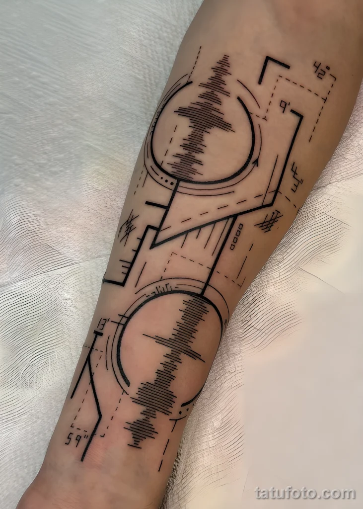 Пример рисунка тату Звуковая волна №10 - tatufoto.com