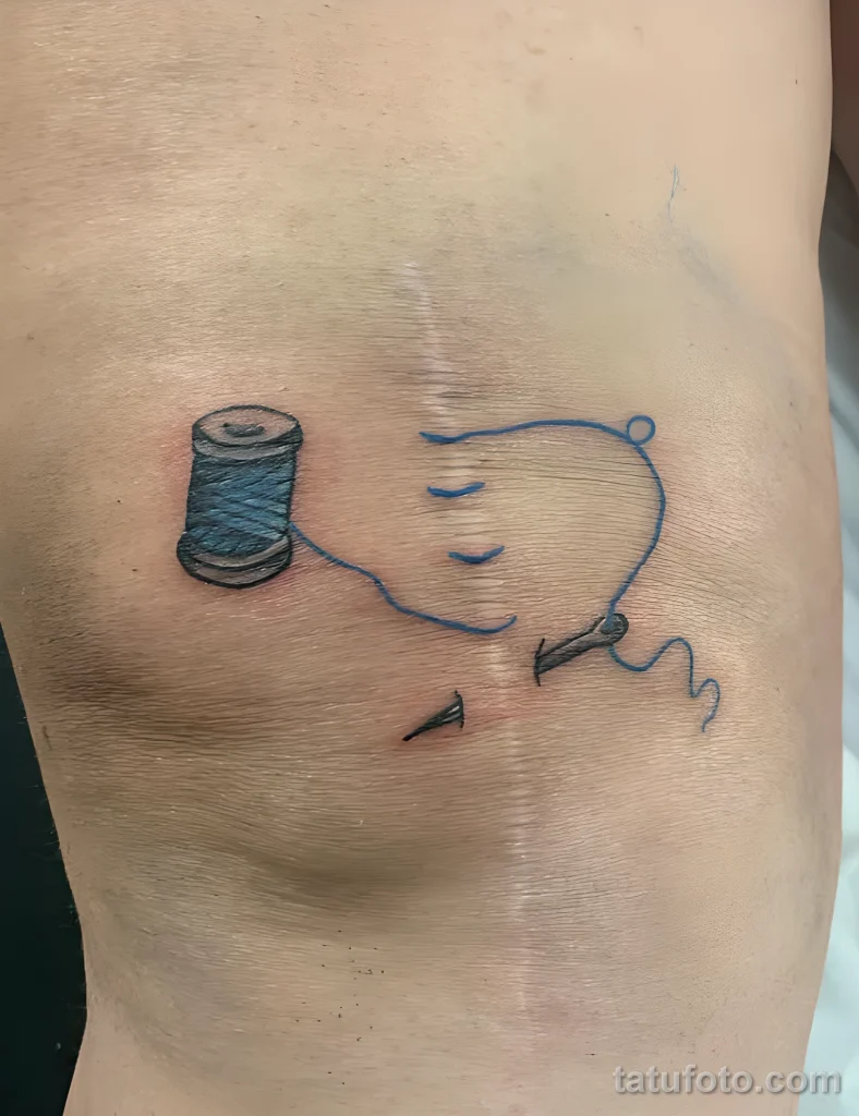 Пример рисунка тату иголка с ниткой №04 - tatufoto.com