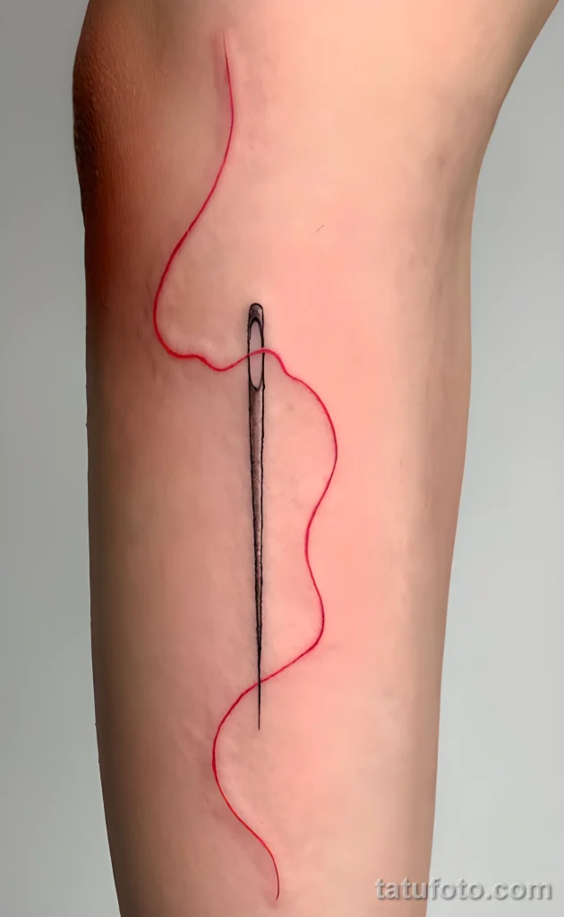 Пример рисунка тату иголка с ниткой №12 - tatufoto.com