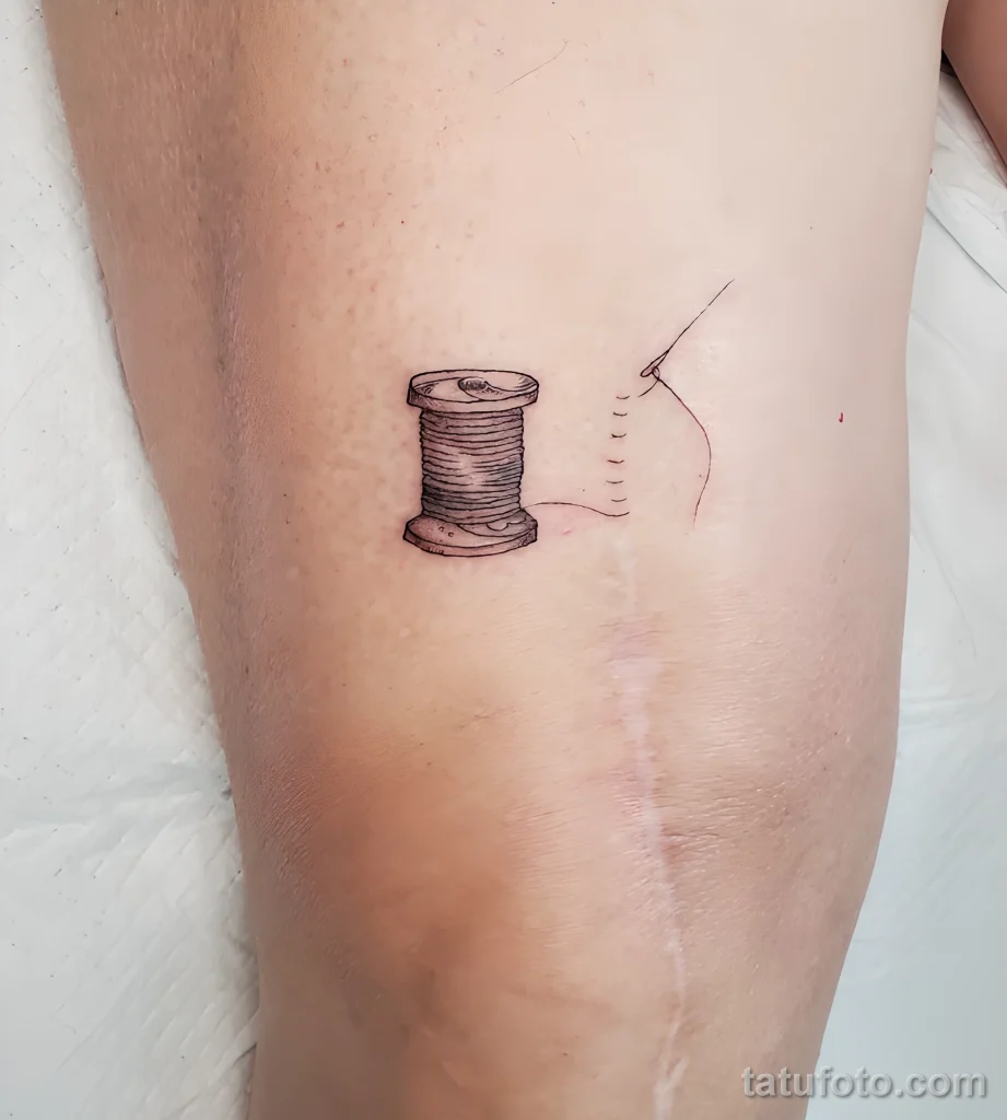 Пример рисунка тату иголка с ниткой №13 - tatufoto.com