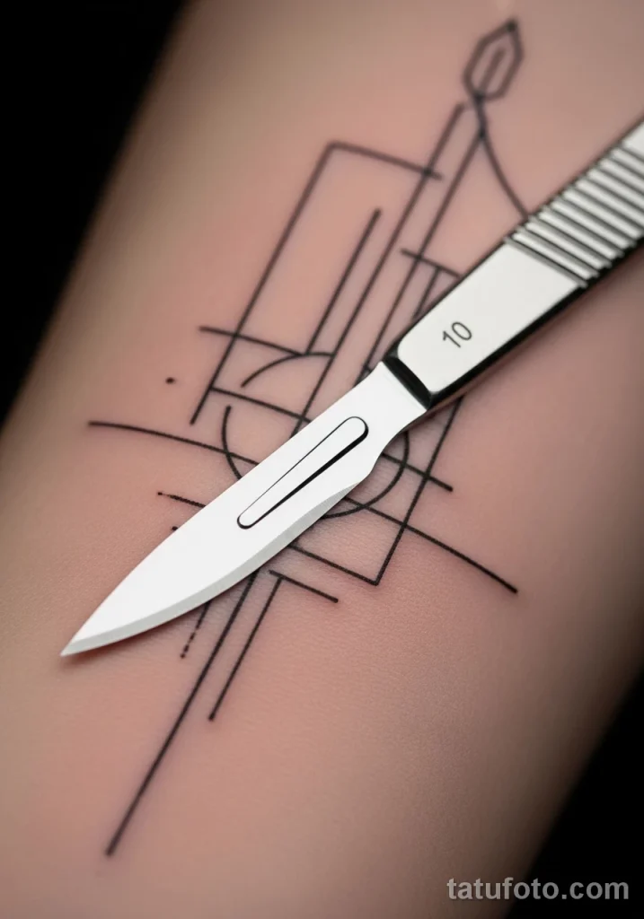 Пример рисунка тату скальпель- для хирурга №01 - tatufoto.com