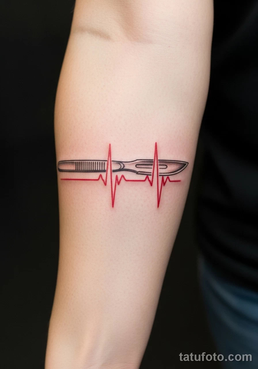 Пример рисунка тату скальпель- для хирурга №04 - tatufoto.com