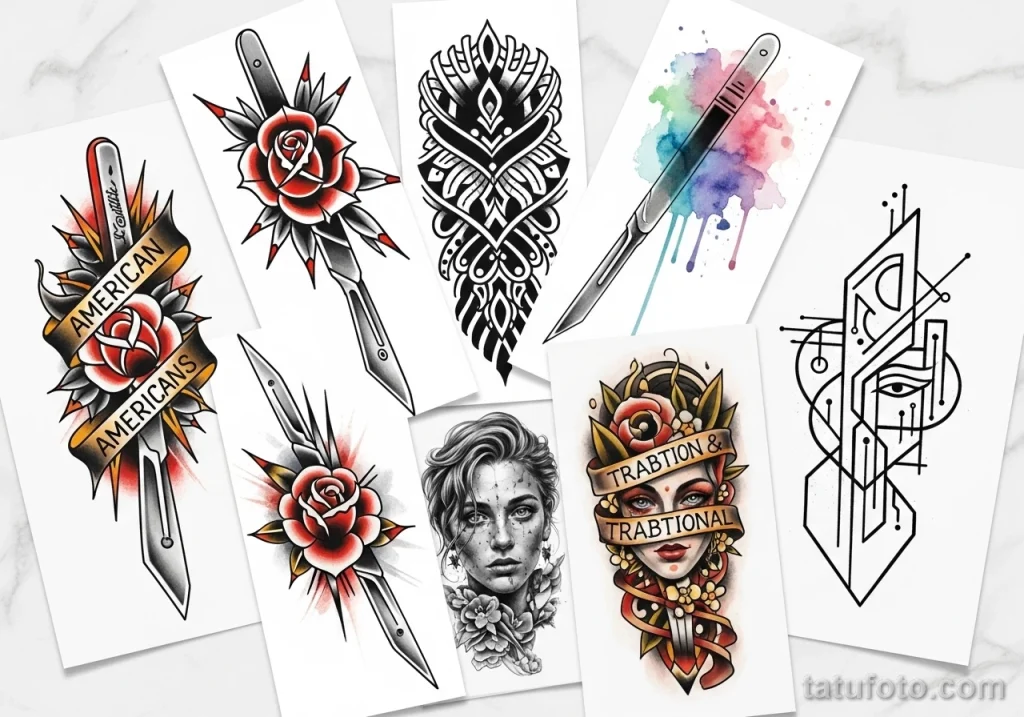 Пример рисунка тату скальпель- для хирурга №12 - tatufoto.com