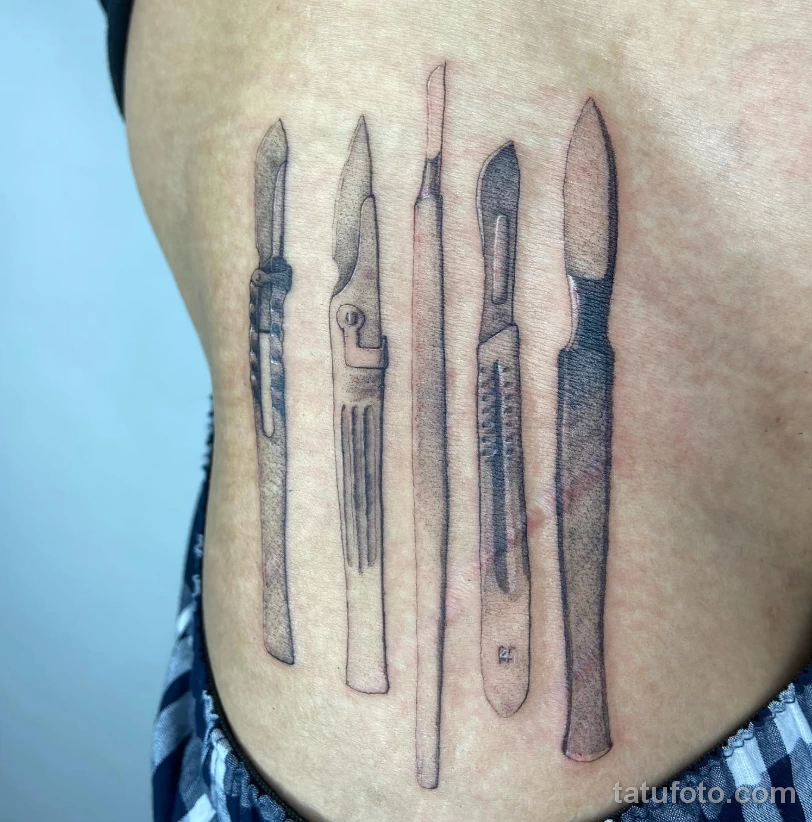 Пример рисунка тату скальпель- для хирурга №30 - tatufoto.com