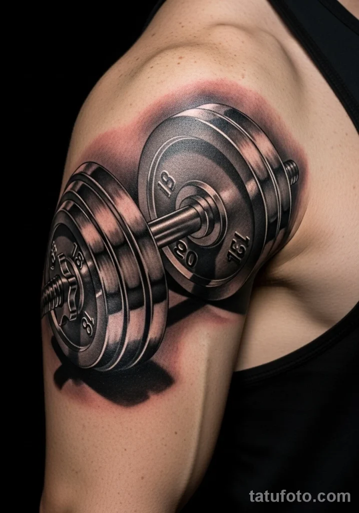 Пример рисунка тату штанга- сила, работа над собой №01 - tatufoto.com