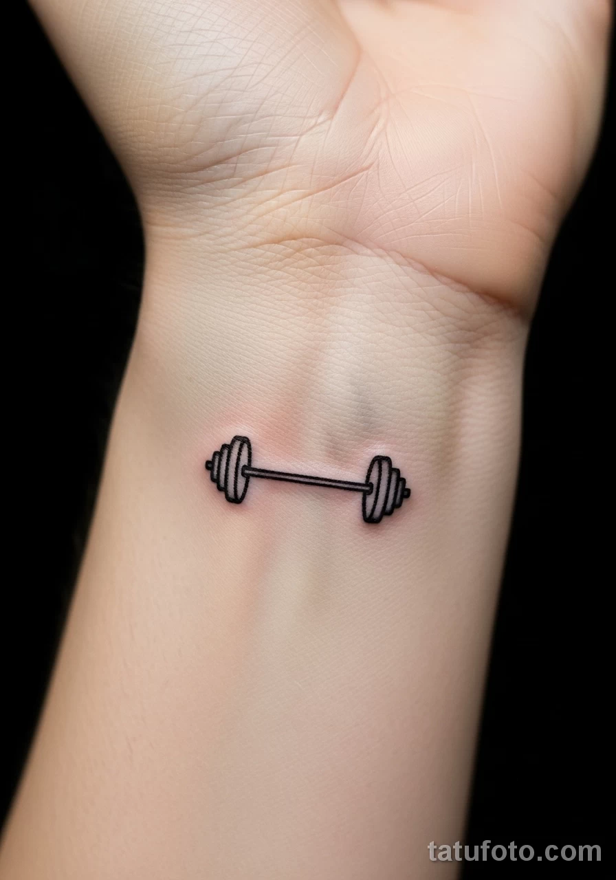 Пример рисунка тату штанга- сила, работа над собой №04 - tatufoto.com