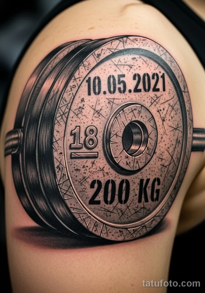 Пример рисунка тату штанга- сила, работа над собой №05 - tatufoto.com