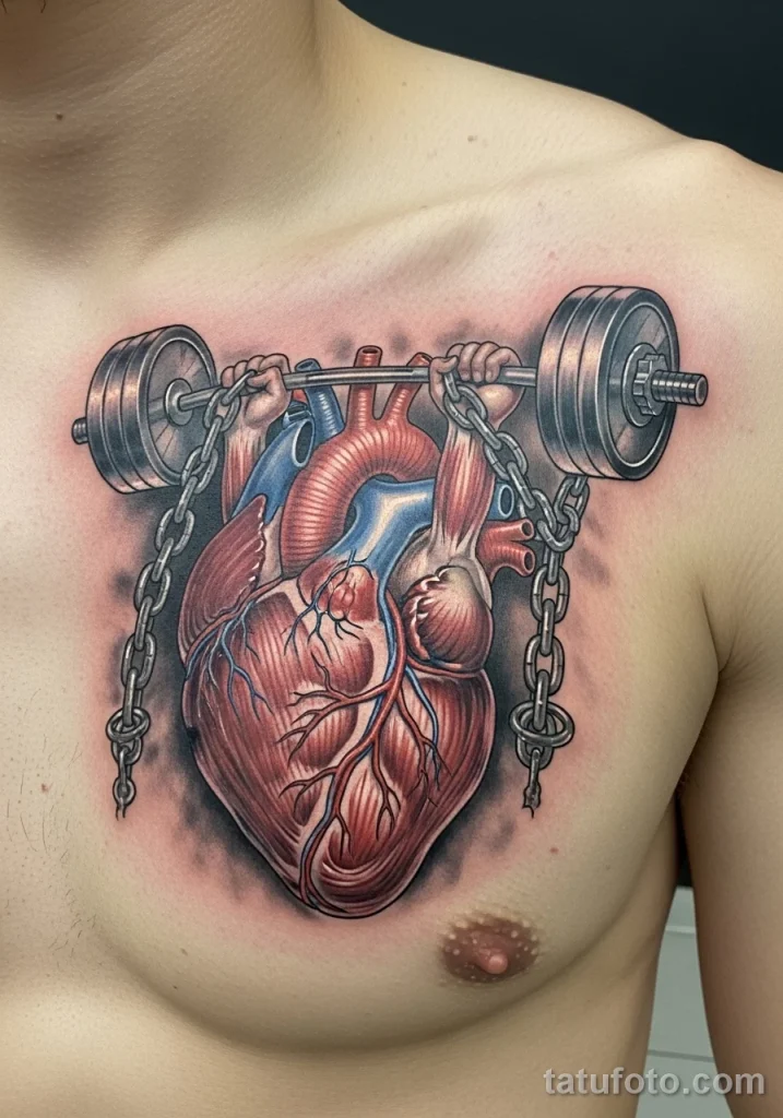 Пример рисунка тату штанга- сила, работа над собой №06 - tatufoto.com