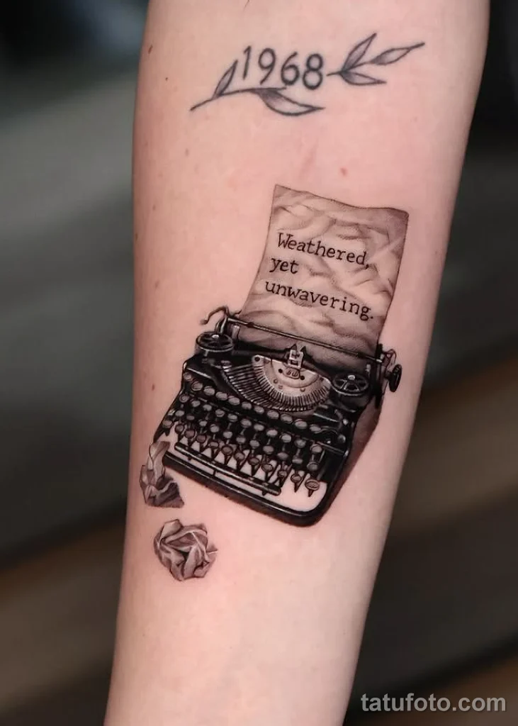Пример рисунка тату пишущая машинка №02 - tatufoto.com