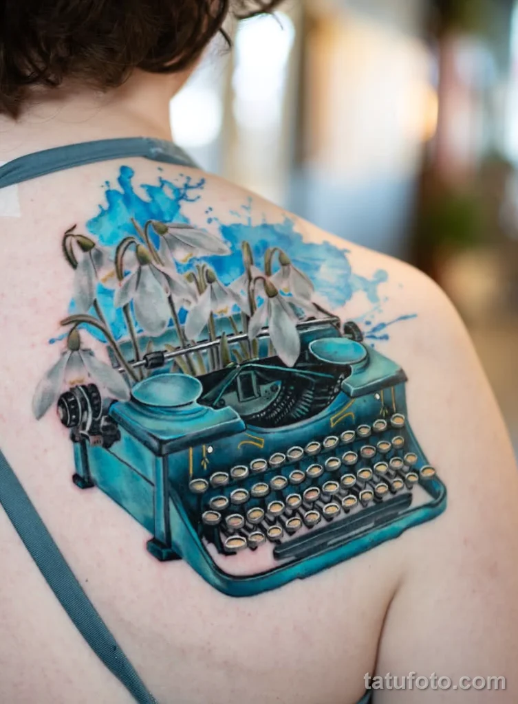 Пример рисунка тату пишущая машинка №04 - tatufoto.com