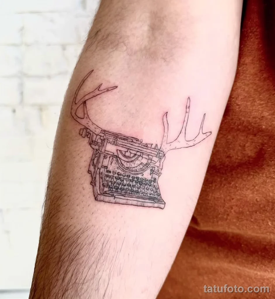 Пример рисунка тату пишущая машинка №10 - tatufoto.com