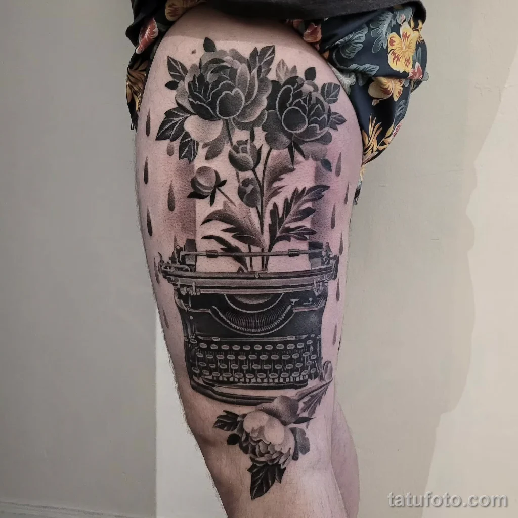 Пример рисунка тату пишущая машинка №18 - tatufoto.com