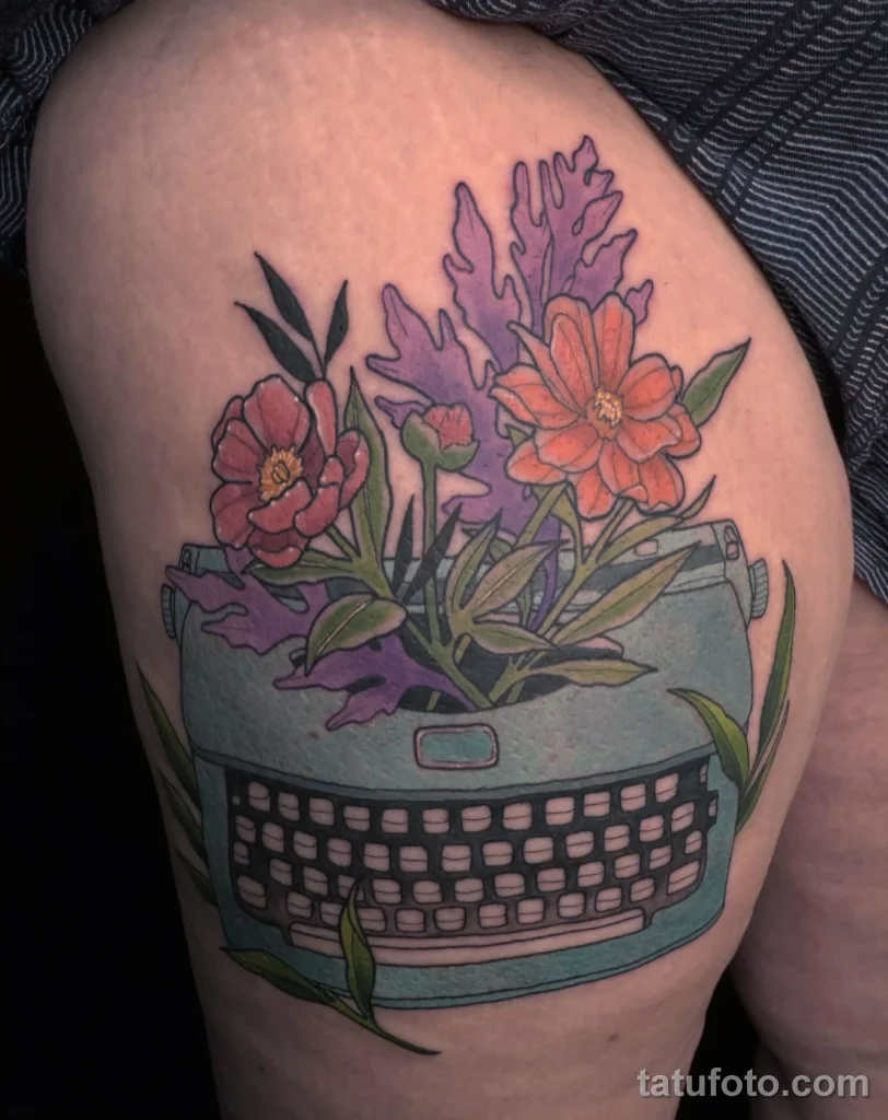 Пример рисунка тату пишущая машинка №19 - tatufoto.com