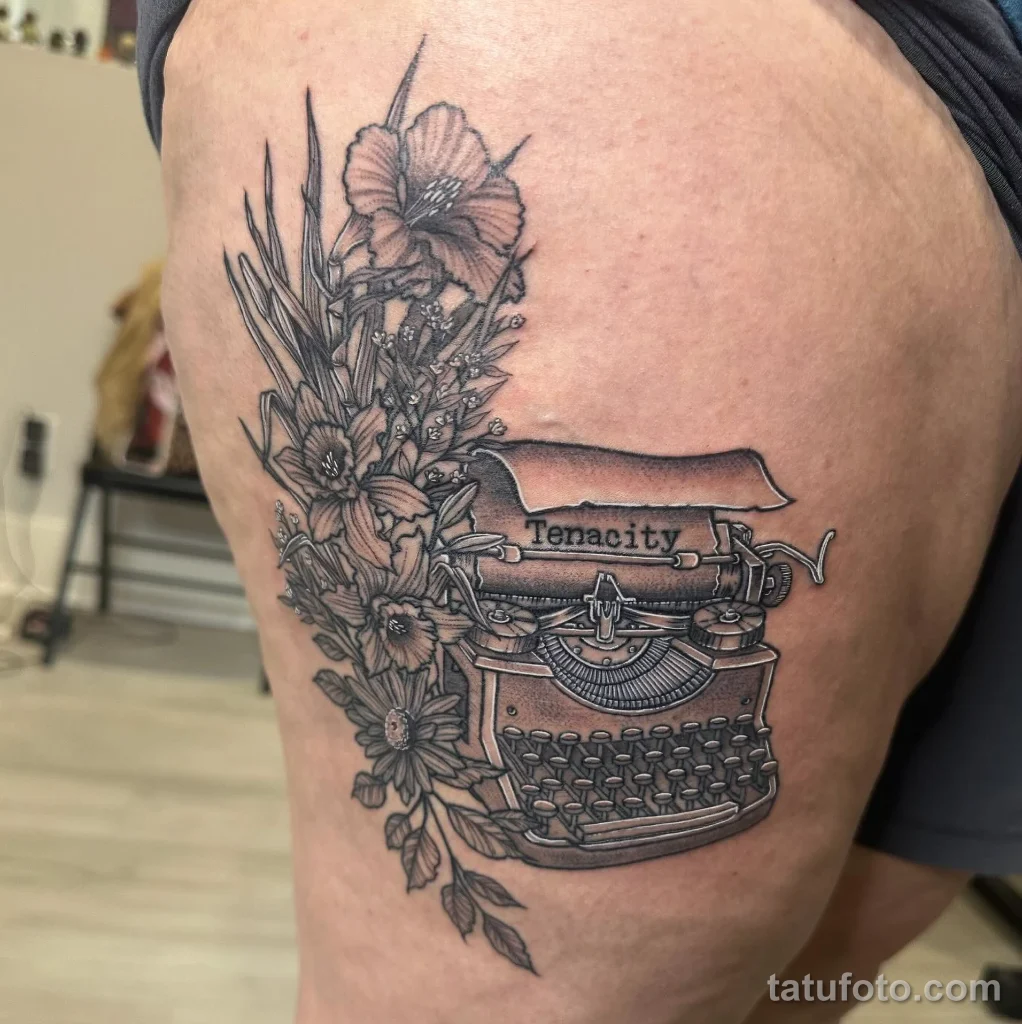 Пример рисунка тату пишущая машинка №23 - tatufoto.com