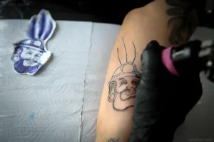 Sketch of a traditional Bolivian face for a tattoo
