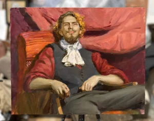 Портрет Александра Волкова, тату-мастера, выполненный в манере классической живописи.