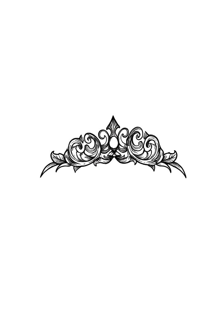 Black and white tattoo in ornamental style under the female breast, an example for a tattoo artist