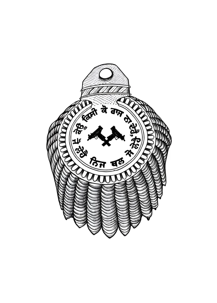 Black and white shoulder tattoo depicting a winged skull holding two pistols, done in graphic style.
