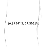 Контурный эскиз татуировки с географическими координатами 20.3484° S, 57.5522° E