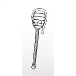 Черно-белый эскиз татуировки ложки, наполненной медом, с капающими каплями, выполненный в графическом стиле.