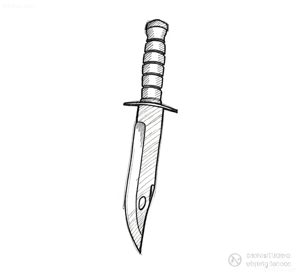 Croquis de tatouage de baïonnette dans un style graphique