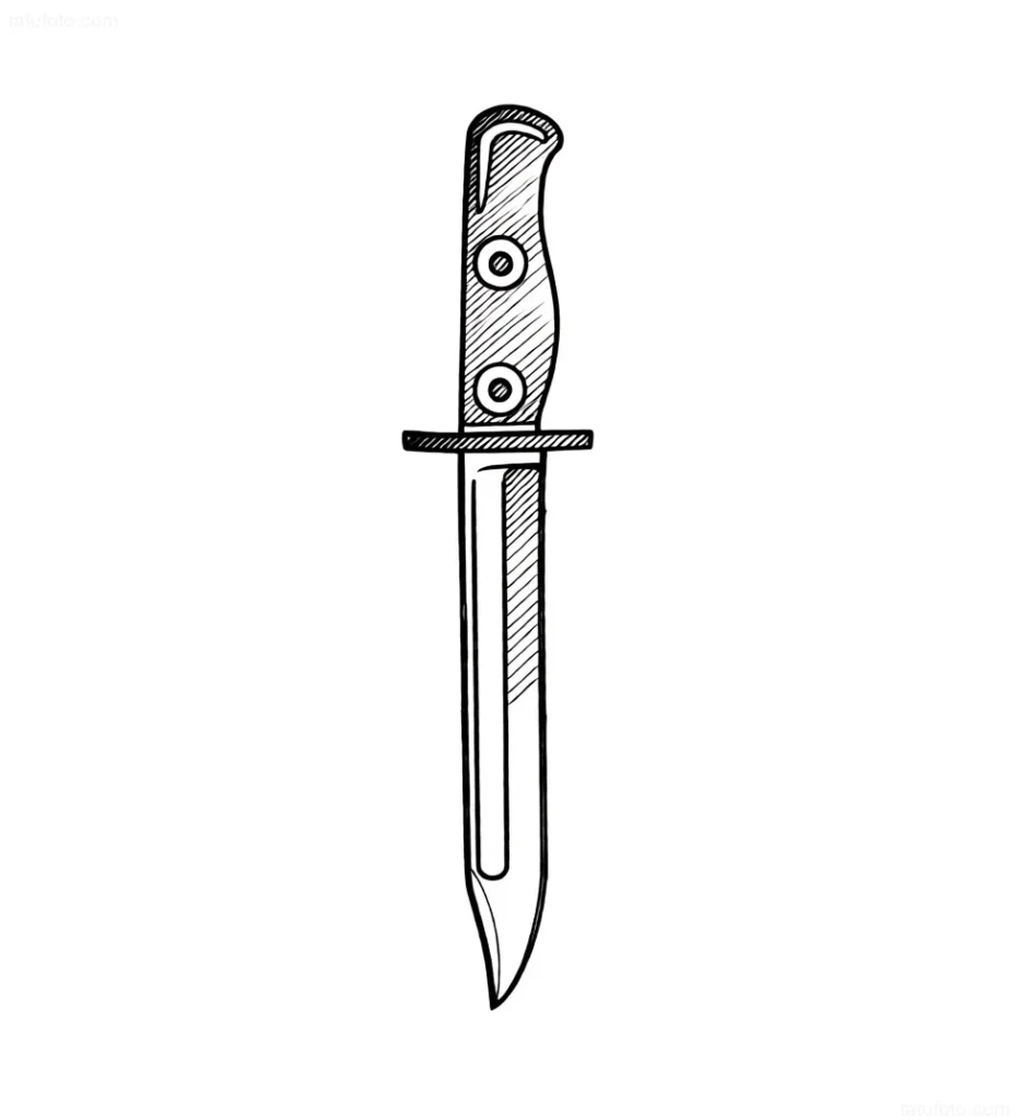 Croquis de tatouage de baïonnette dans le style croquis